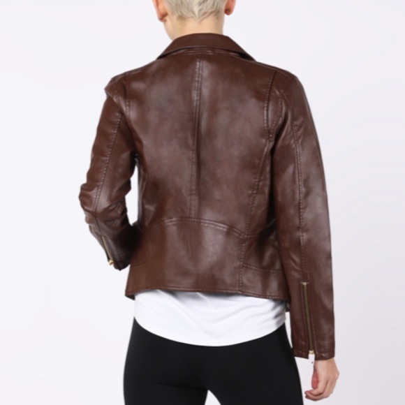 NWT Dex Plus Faux Leather Moto Jacket in Brick - Picture 7 of 16